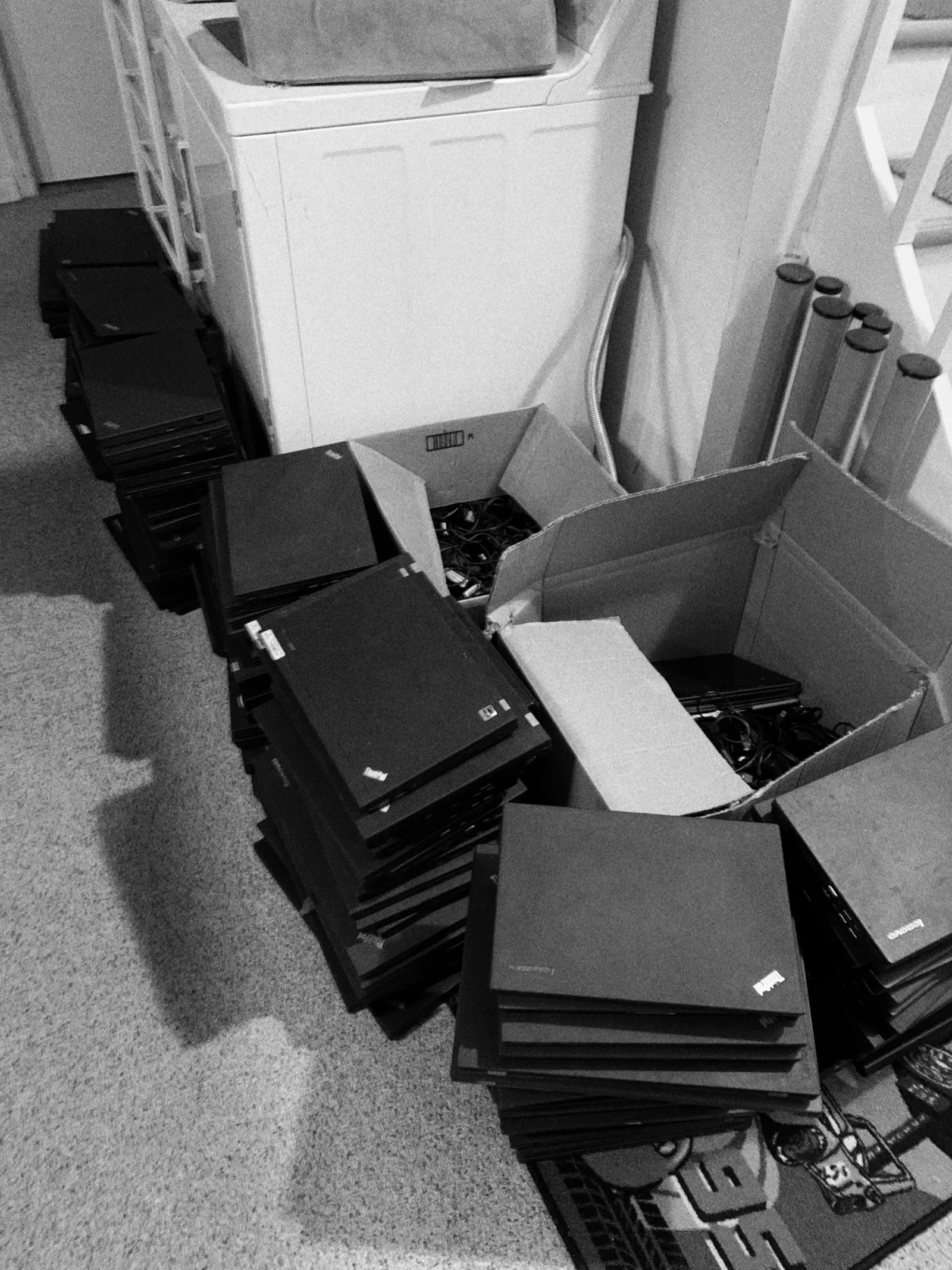 126 laptops stored at co-founder's basement